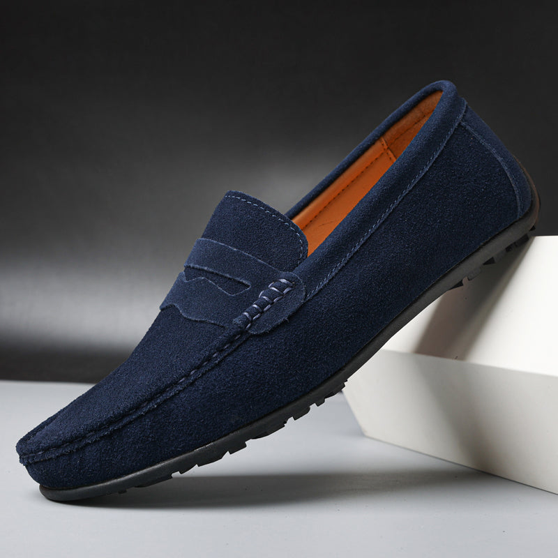 Womens Suede Loafers - Cushioned Slip-On Flats