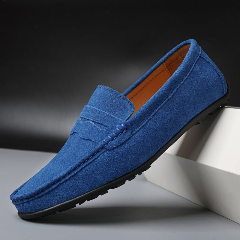 Womens Suede Loafers - Cushioned Slip-On Flats