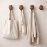 Wooden Wall Hooks - Scandinavian Coat Hooks, Set of 4
