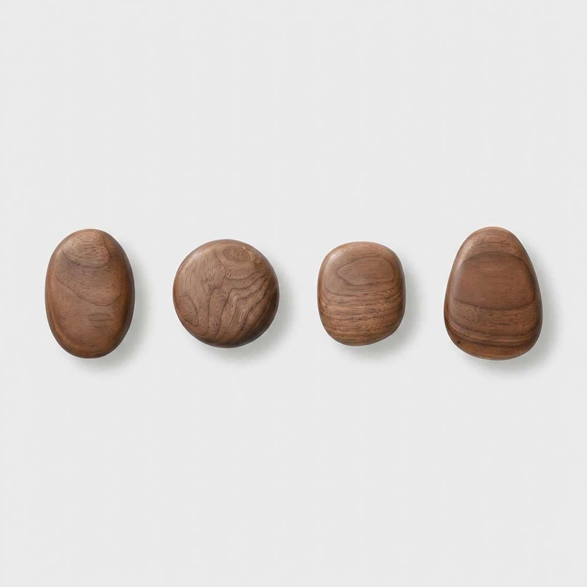 Wooden Wall Hooks - Scandinavian Coat Hooks, Set of 4