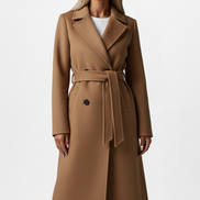 Womens Long Coat – Double-Breasted Tailored Elegance