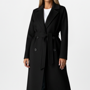 Womens Long Coat – Double-Breasted Tailored Elegance