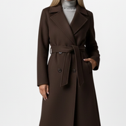 Womens Long Coat – Double-Breasted Tailored Elegance