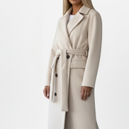 Womens Long Coat – Double-Breasted Tailored Elegance