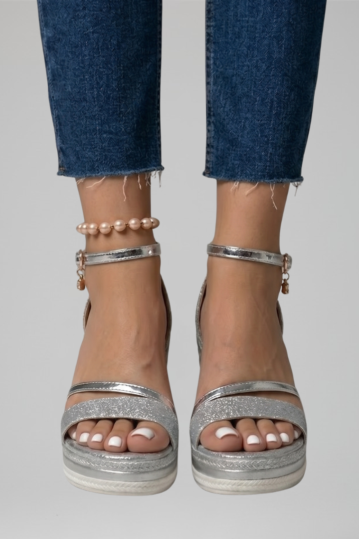 Womens Cushioned Platform Sandals - Contoured Footbed Slip-On