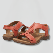 Womens Vegan Leather T-Strap Sandals - Cushioned Footbed