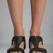 Womens Vegan Leather T-Strap Sandals - Cushioned Footbed