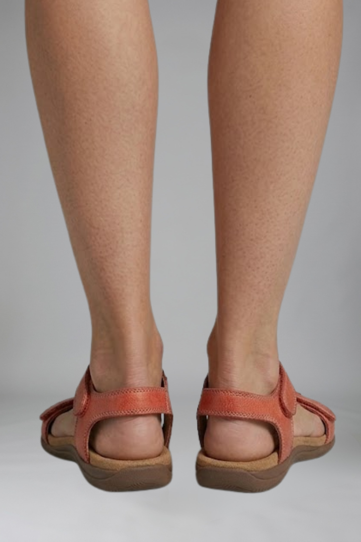 Womens Vegan Leather T-Strap Sandals - Cushioned Footbed