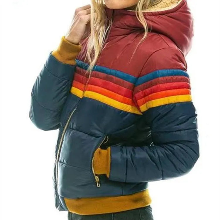 Womens Hooded Puffer Jacket – Padded Retro Winter Style