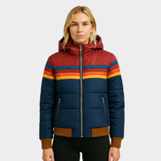 Womens Hooded Puffer Jacket – Padded Retro Winter Style