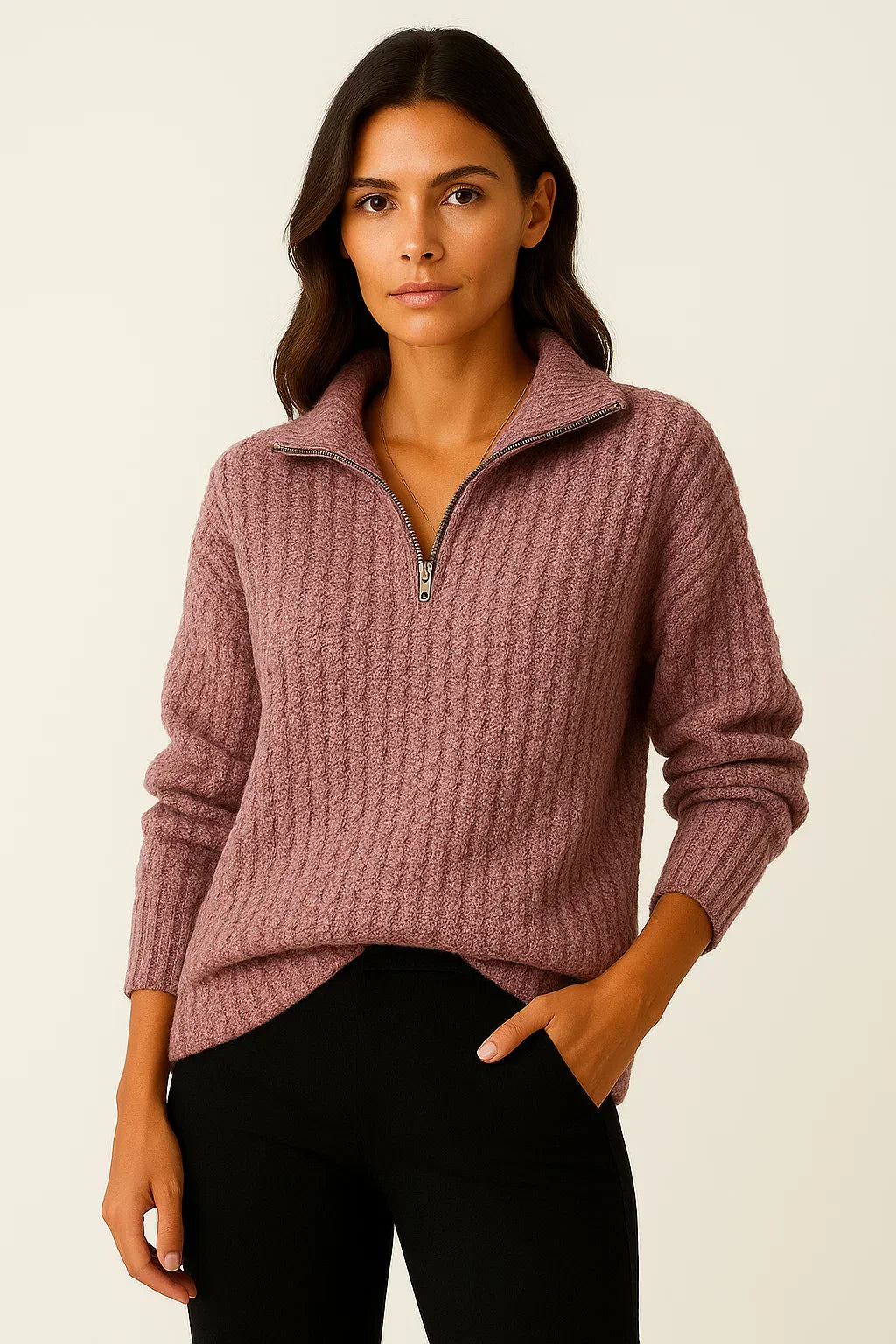 Serin – Half Zip Jumper Womens Soft Knit Pullover Relaxed Fit Cosy