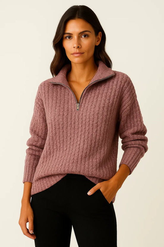 Serin – Half Zip Jumper Womens Soft Knit Pullover Relaxed Fit Cosy