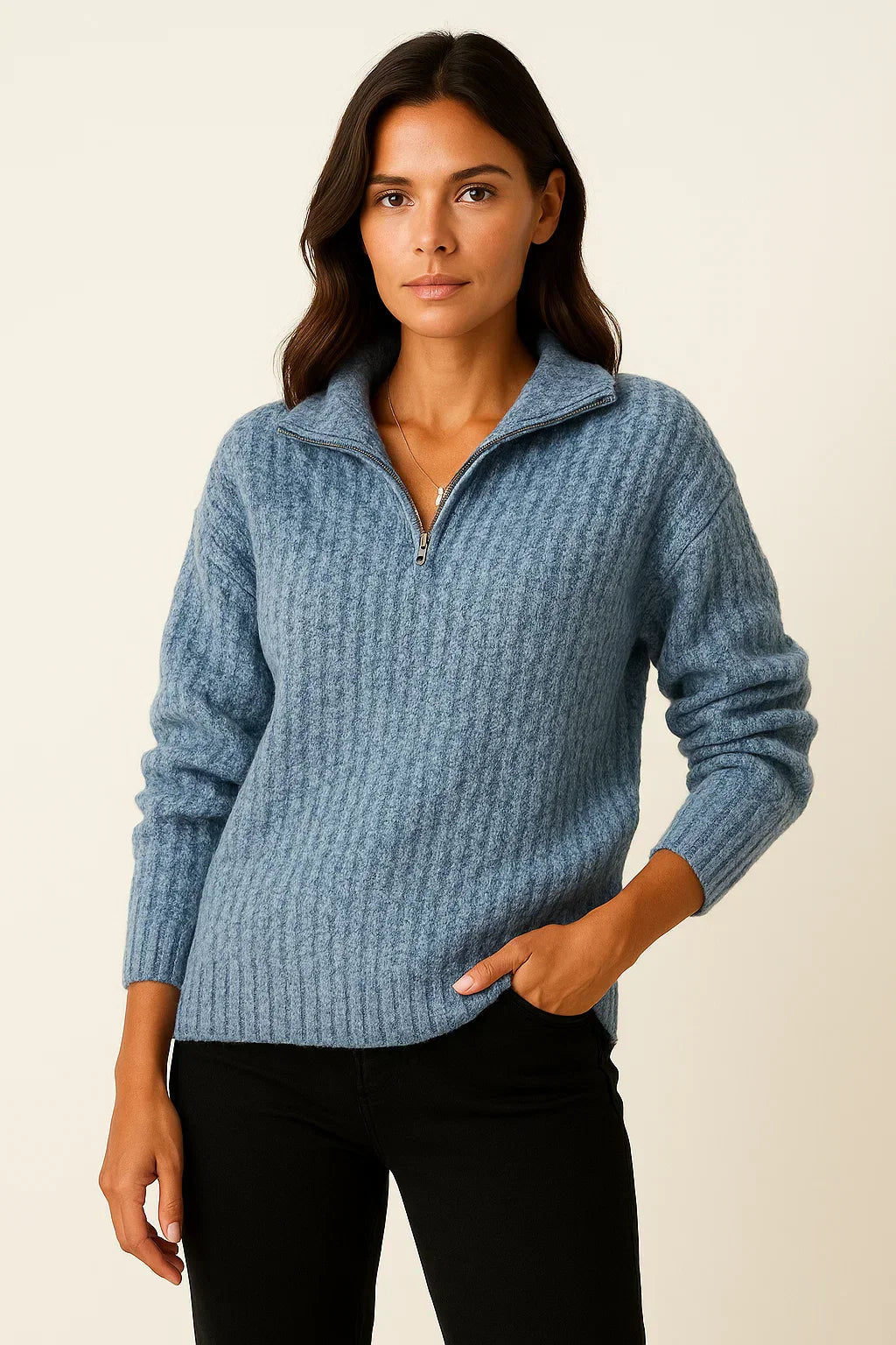 Serin – Half Zip Jumper Womens Soft Knit Pullover Relaxed Fit Cosy