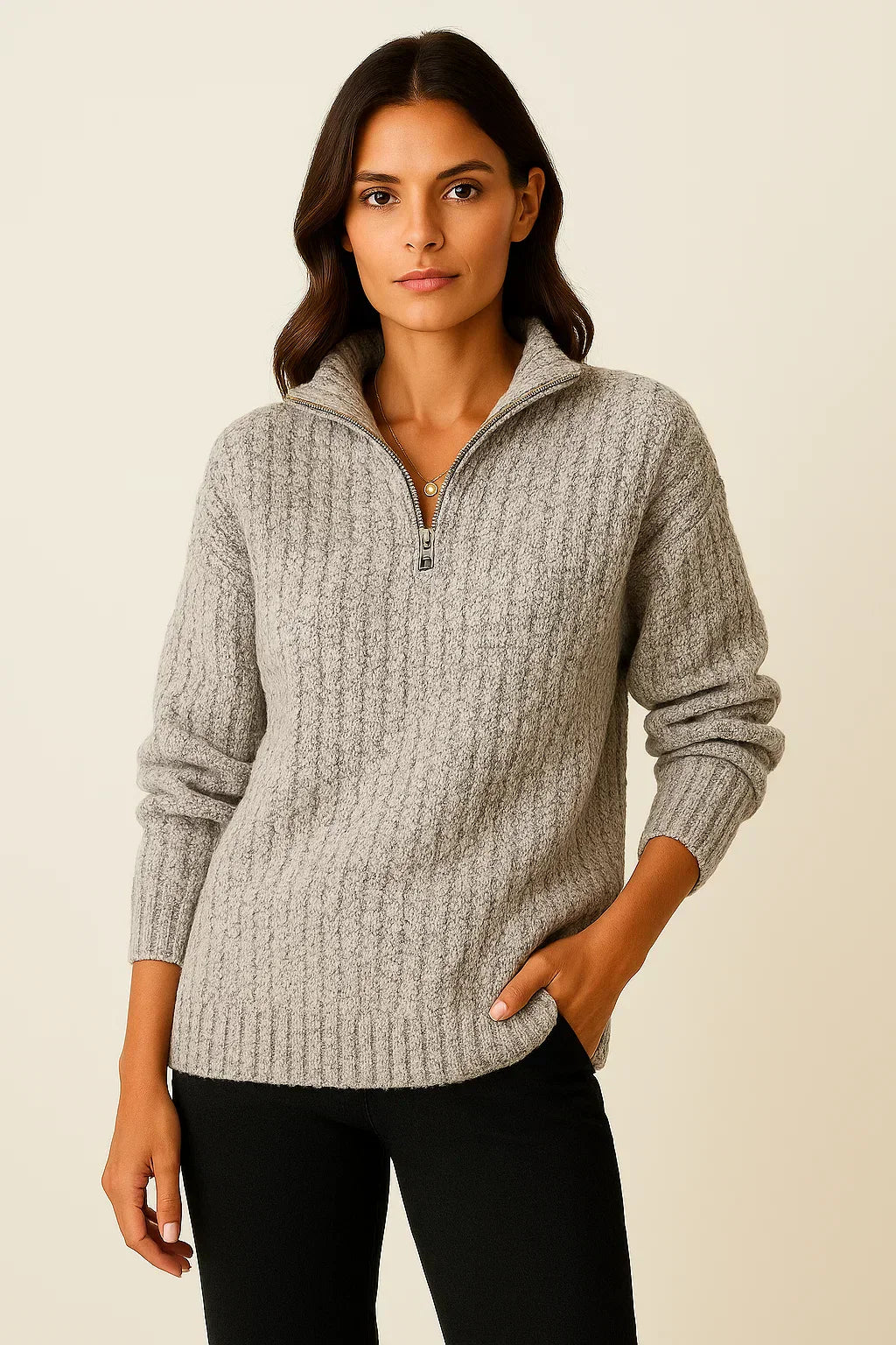 Serin – Half Zip Jumper Womens Soft Knit Pullover Relaxed Fit Cosy