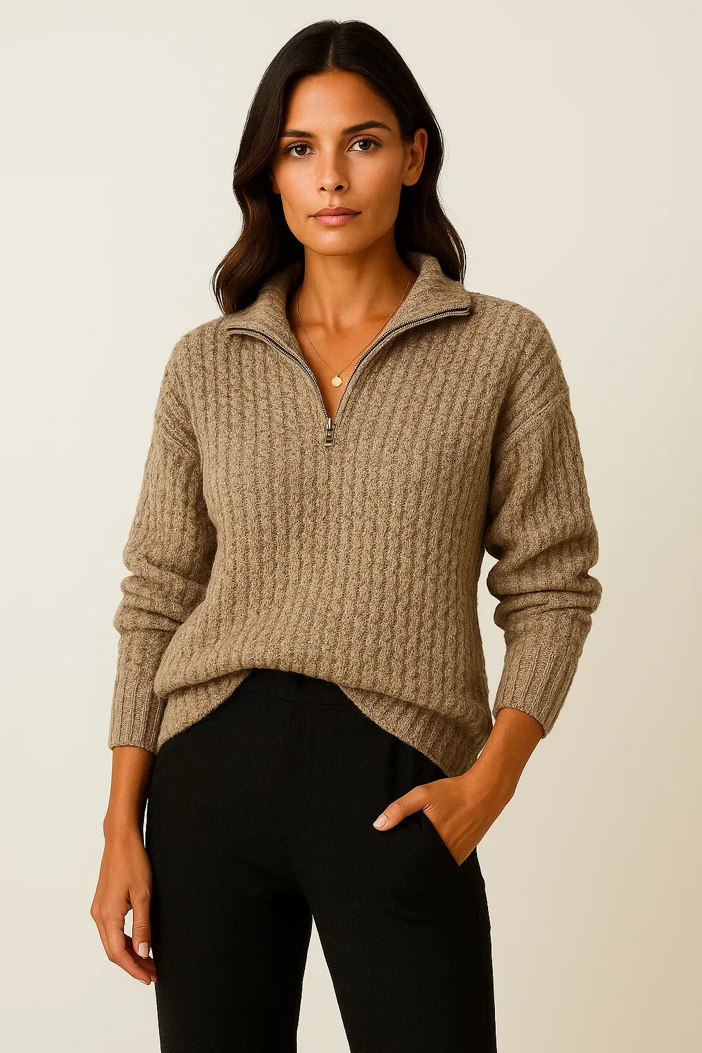 Serin – Half Zip Jumper Womens Soft Knit Pullover Relaxed Fit Cosy