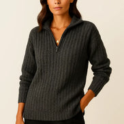 Serin – Half Zip Jumper Womens Soft Knit Pullover Relaxed Fit Cosy