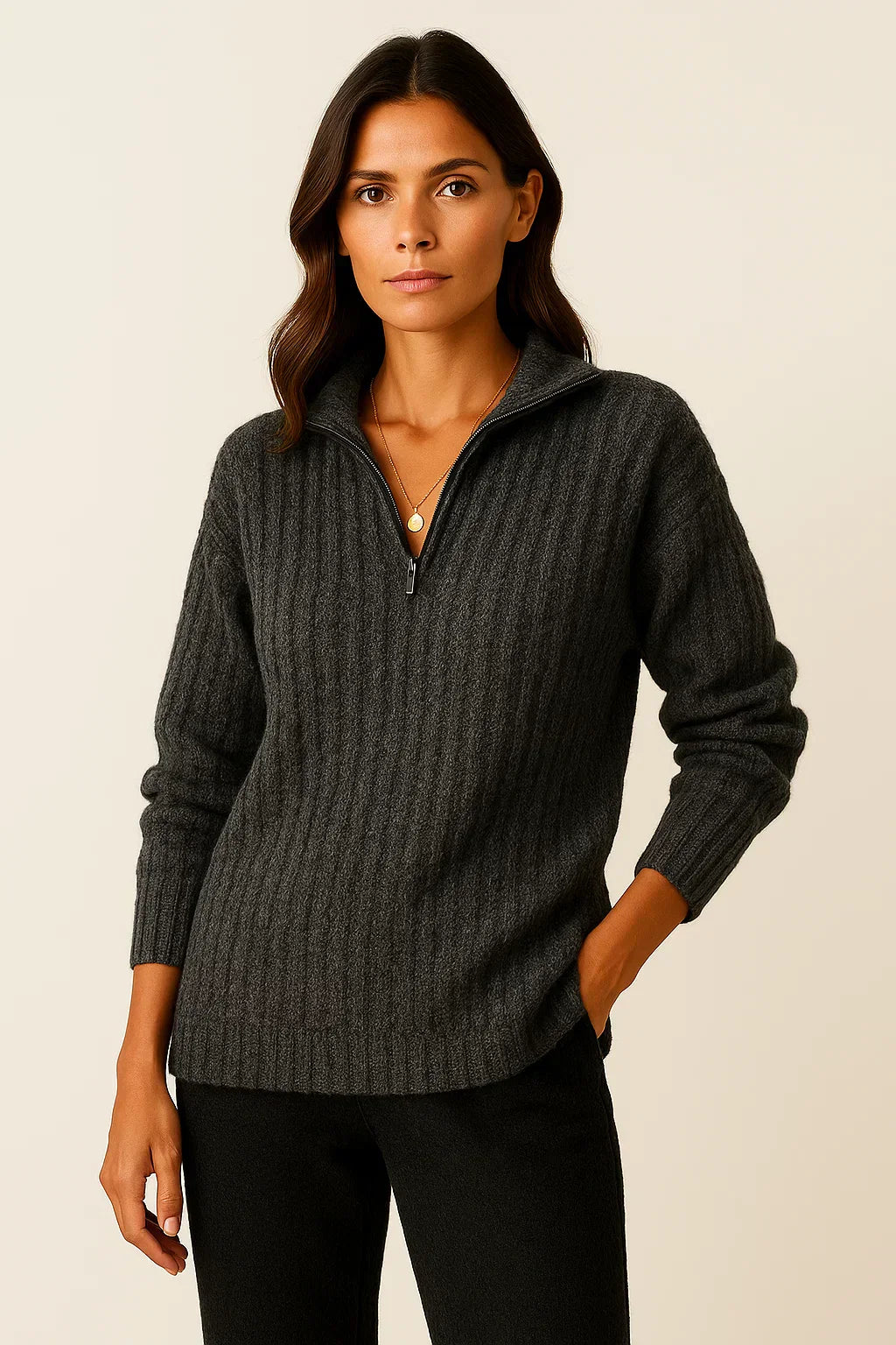 Serin – Half Zip Jumper Womens Soft Knit Pullover Relaxed Fit Cosy