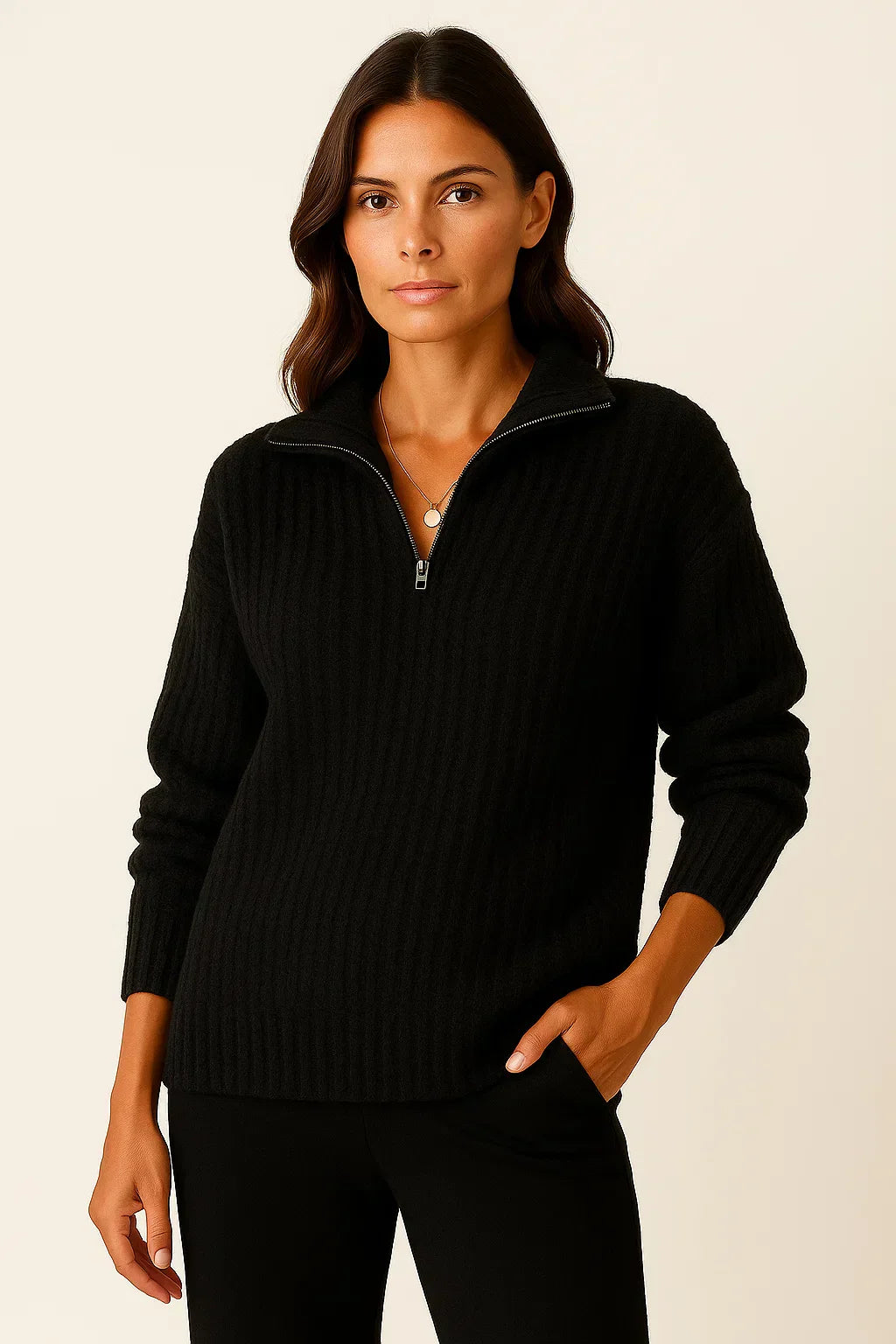 Serin – Half Zip Jumper Womens Soft Knit Pullover Relaxed Fit Cosy