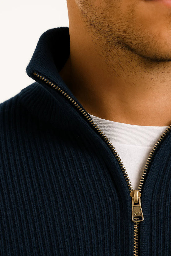 Mens Half Zip Knit Sweater – Classic Textured Everyday Style