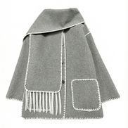 Jade – Scarf Jacket Women Winter Coat Women Wrap Jacket Contrast Trim Chic