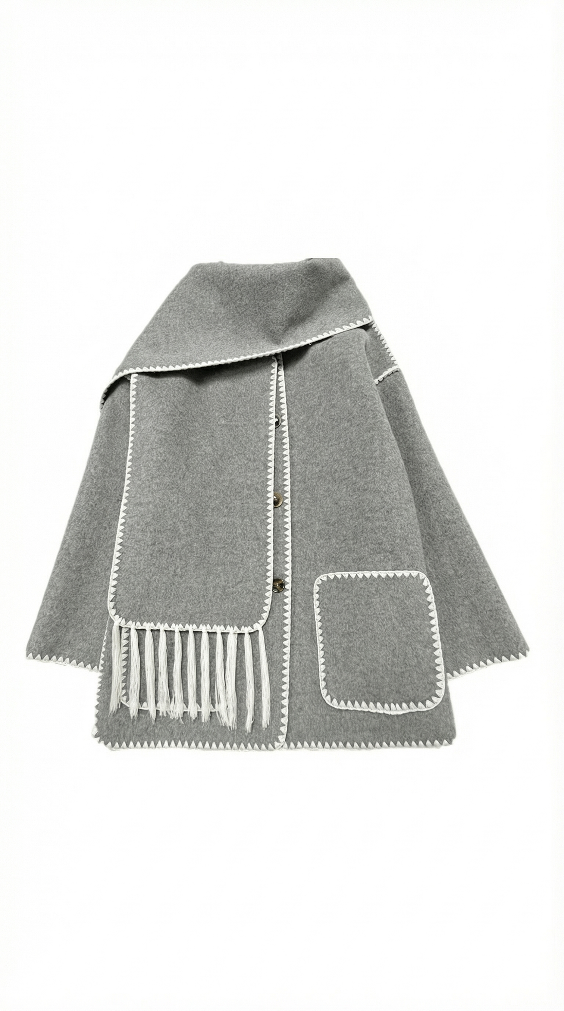 Jade – Scarf Jacket Women Winter Coat Women Wrap Jacket Contrast Trim Chic
