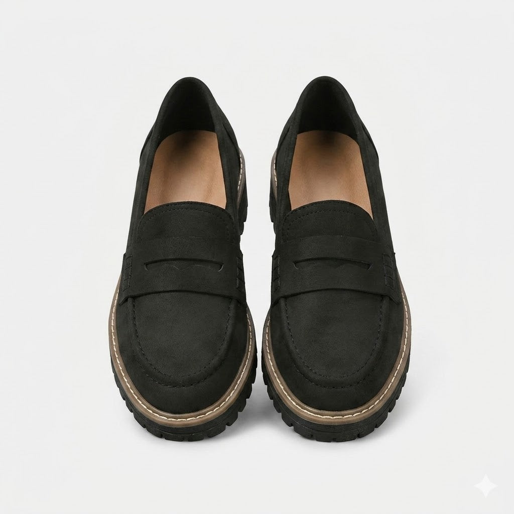 Womens Chunky Sole Loafers - Modern Penny Loafer Style