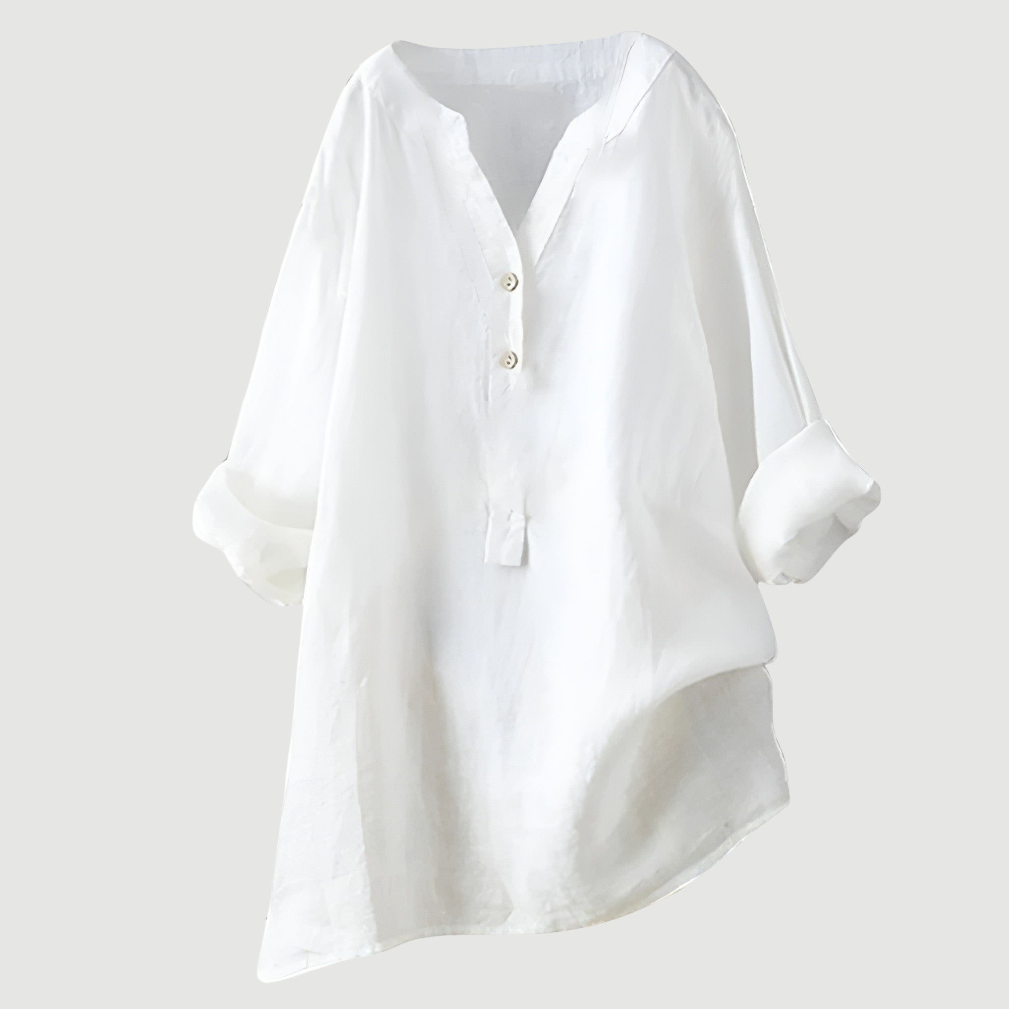 Womens Linen Tunic Top - Relaxed Button-Up Style