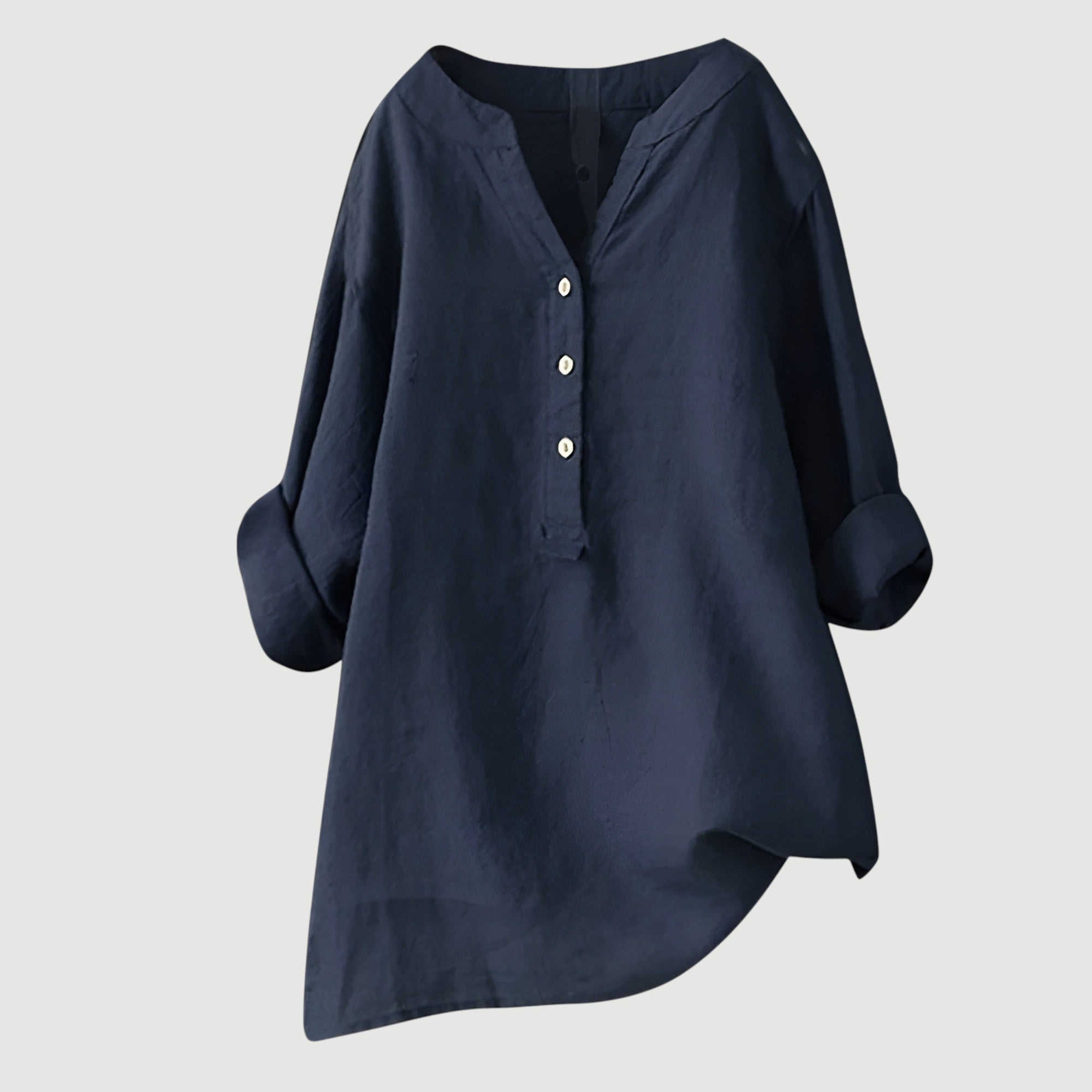 Womens Linen Tunic Top - Relaxed Button-Up Style