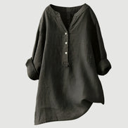 Womens Linen Tunic Top - Relaxed Button-Up Style