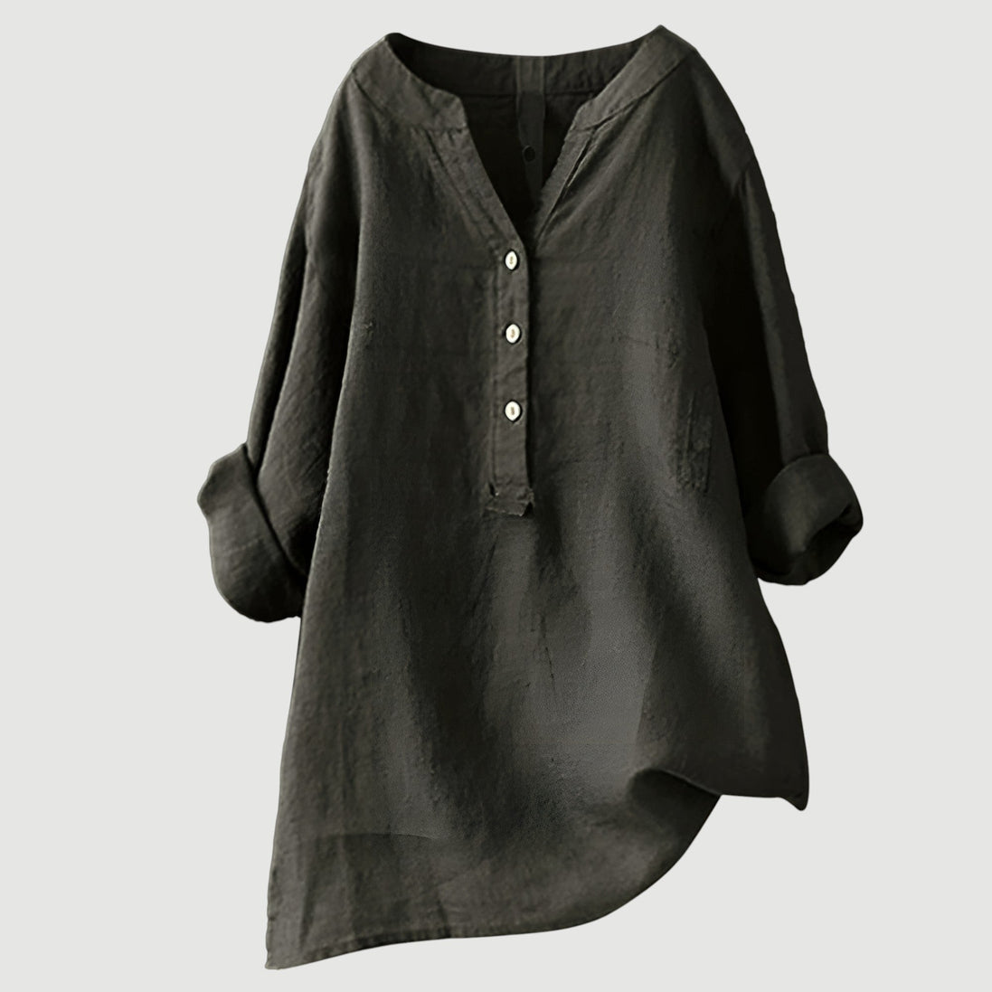 Womens Linen Tunic Top - Relaxed Button-Up Style