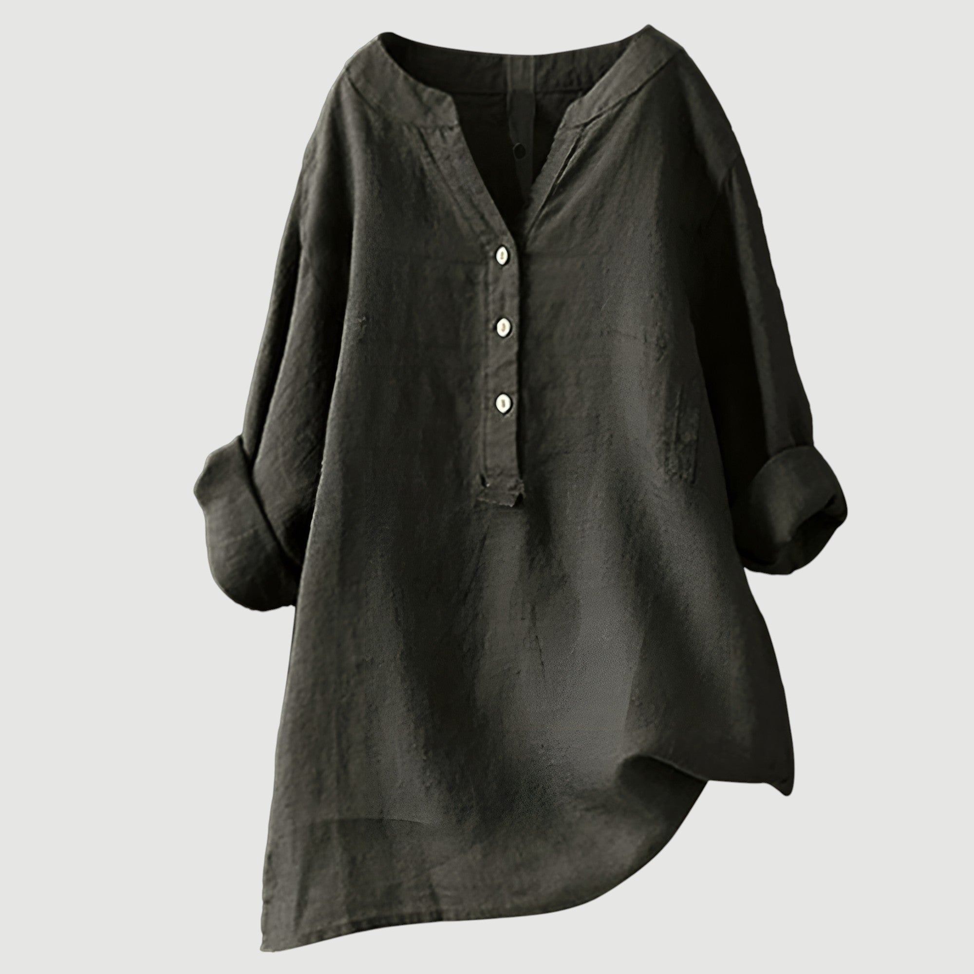 Womens Linen Tunic Top - Relaxed Button-Up Style