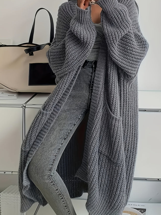 Womens Oversized Longline Cardigan – Chunky Knit Layering Piece