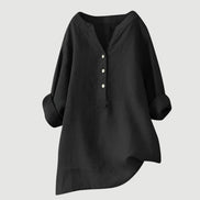 Womens Linen Tunic Top - Relaxed Button-Up Style