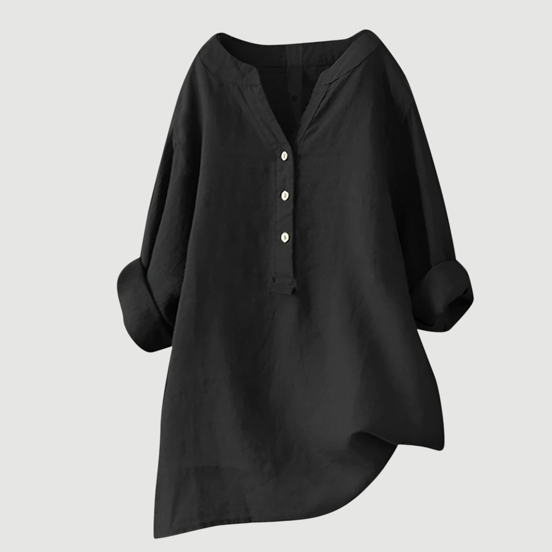 Womens Linen Tunic Top - Relaxed Button-Up Style