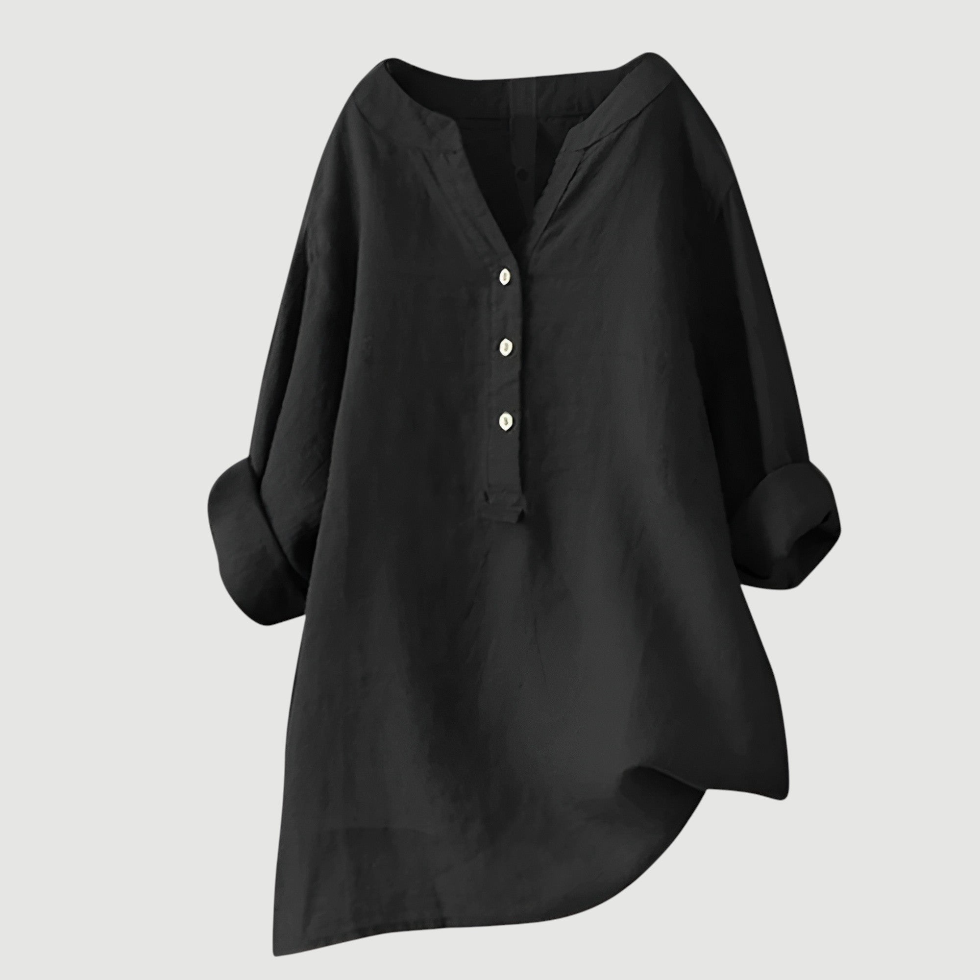 Womens Linen Tunic Top - Relaxed Button-Up Style