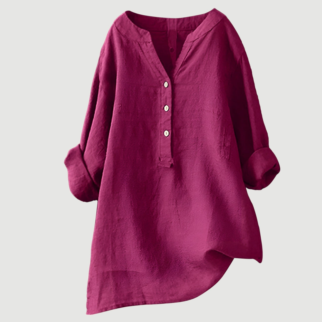 Womens Linen Tunic Top - Relaxed Button-Up Style