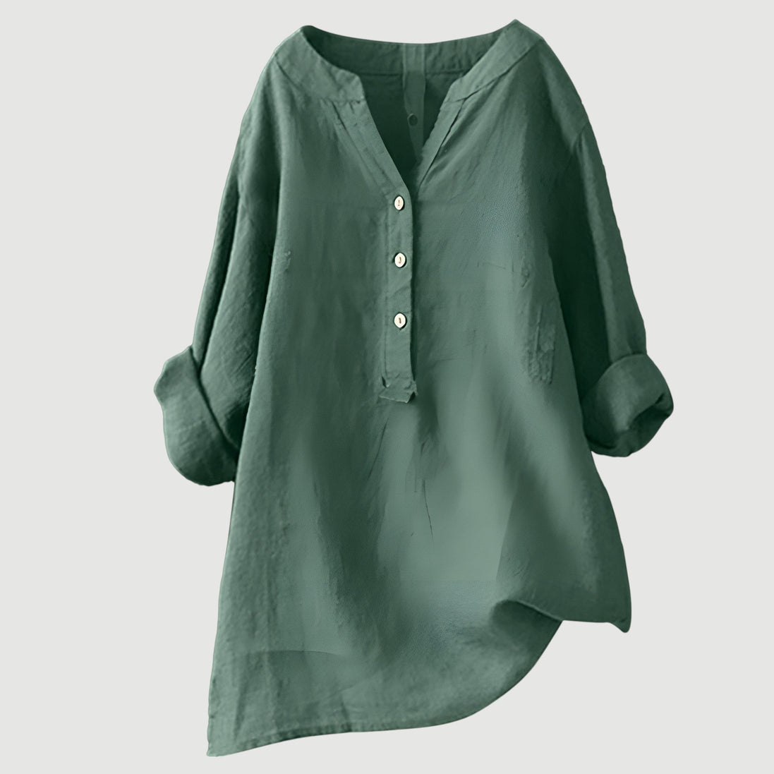 Womens Linen Tunic Top - Relaxed Button-Up Style