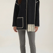 Jade – Scarf Jacket Women Winter Coat Women Wrap Jacket Contrast Trim Chic