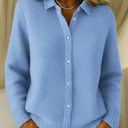 Womens Collared Knit Sweater – Classic Button-Up Style