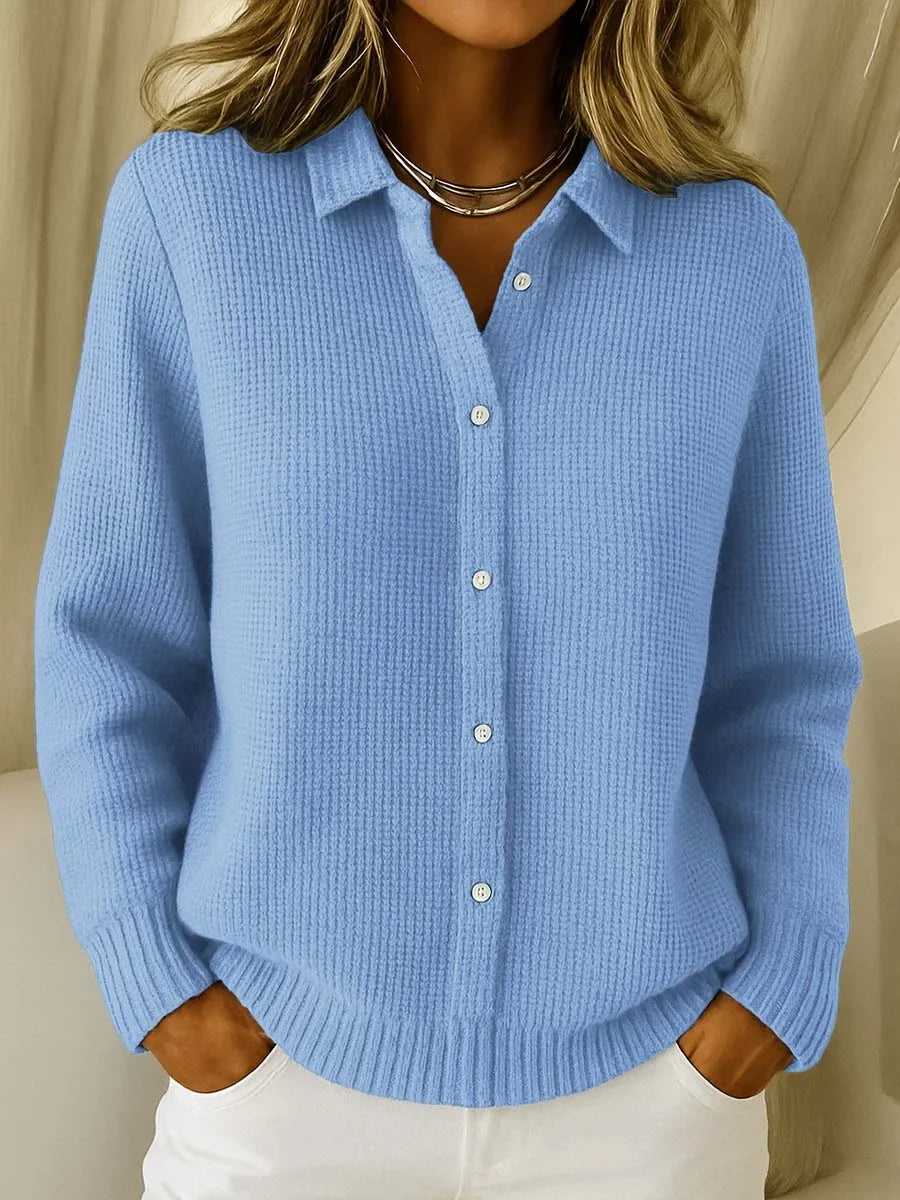 Womens Collared Knit Sweater – Classic Button-Up Style
