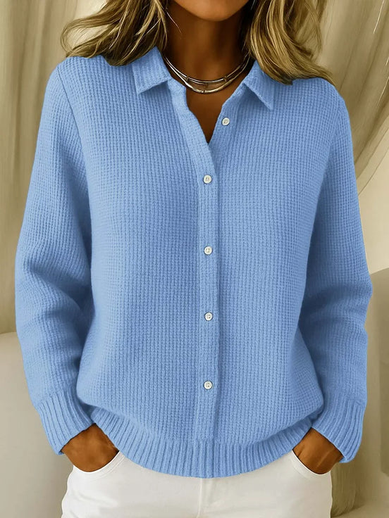 Womens Collared Knit Sweater – Classic Button-Up Style