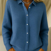 Womens Collared Knit Sweater – Classic Button-Up Style