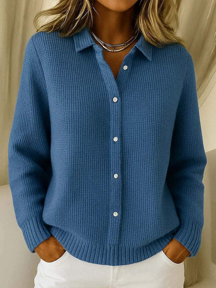 Womens Collared Knit Sweater – Classic Button-Up Style