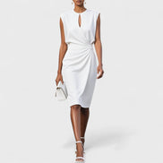 Waist-Defining Midi Dress - Race Day Style