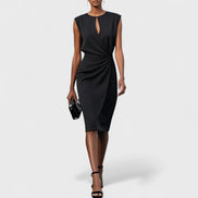 Waist-Defining Midi Dress - Race Day Style