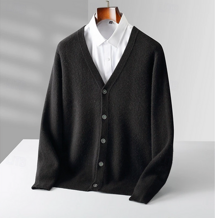 Mens Button Up Cardigan – Classic V Neck Everyday Style