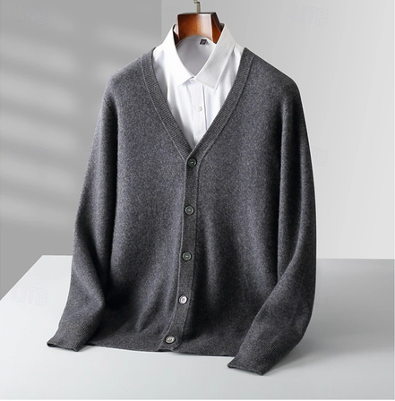 Mens Button Up Cardigan – Classic V Neck Everyday Style