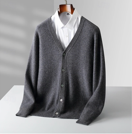Mens Button Up Cardigan – Classic V Neck Everyday Style