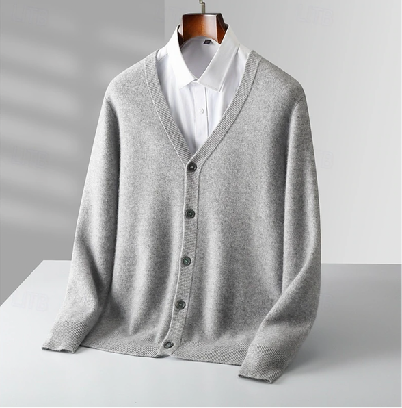 Mens Button Up Cardigan – Classic V Neck Everyday Style