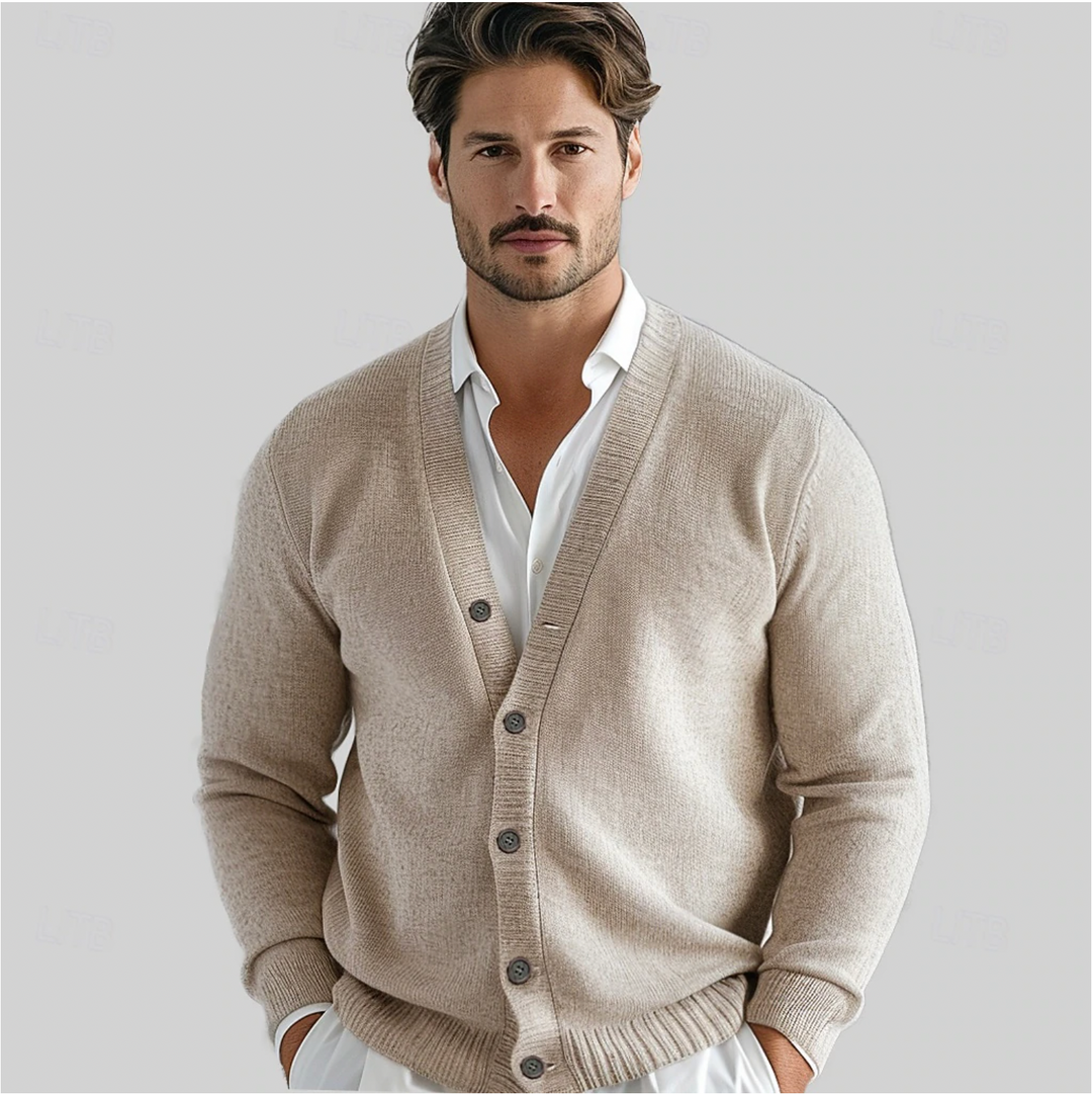 Mens Button Up Cardigan – Classic V Neck Everyday Style